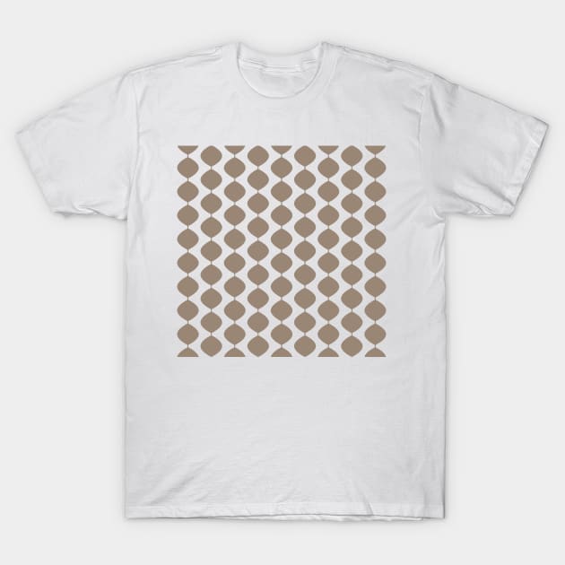 Mid Century Modern Retro 60s Waves Pattern  (Light Cool Brown) T-Shirt by Makanahele